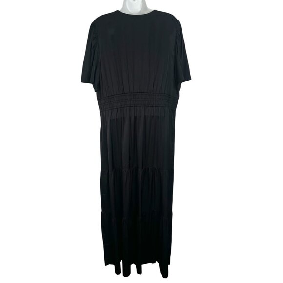 Quince Washable Stretch Silk Tiered Maxi Dress Short Sleeve Black XL - Picture 13 of 15